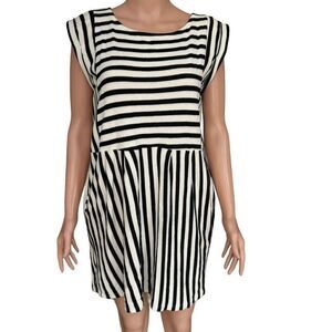 By together BLACK STRIPED Dress WITH POCKETS cotton blend size M